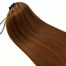 Straight Ponytail Extension Drawstring Ombre Brown LongClip-in Hairpiece For Black Women Synthetic Hair ExtensionsNatural Fit